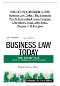 Solution and Answer Guide for Business Law Today - The Essentials Text & Summarized Cases, Cengage, 13th Edition, by Roger LeRoy Miller, All Chapters 1 to 25 complete Verified editon