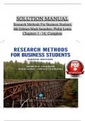 Research Methods For Business Students, 8th Edition Solution Manual by Mark Saunders, Philip Lewis, All Chapters 1 to 14 complete Verified editon ISBN:9781292208787