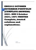 ENG2612 OCTOBER NOVEMBER PORTFOLIO (COMPLETE ANSWERS) 2024 - DUE 9 October 2024 ; 100% TRUSTED Complete, trusted solutions and explanations. 