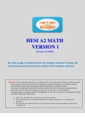 HESI A2 MATH VERSION 1 (Solved 100% correct) latest updates 2022/2023