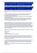 Advanced Health Assessment NURS 532 Exam 2 With 187 APPROVED Answers. 