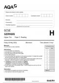 AQA GCSE GERMAN Higher Tier Paper 3 Reading question paper 2024 june 8668/RH