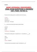 BASIC APPRAISAL PROCEDURES - FINAL EXAM QUESTIONS & ANSWERS  100% PASS | RATED A+