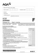 AQA GCSE GERMAN Foundation Tier Paper 1 Listening question paper 2024 june 8668/LF