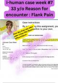 I-human Case Week #7: 33-Year-Old Female Reason for encounter: Flank Pain |Complete Case Study 100% Class 6531