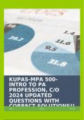 KUPAS-MPA 500- INTRO TO PA PROFESSION, C/O 2024 UPDATED QUESTIONS WITH CORRECT SOLUTIONS!!