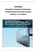 Introduction to Statistical Investigations, 2nd Edition TEST BANK by Nathan Tintle; Beth L. Chance,  All Chapters 1 to 11 complete Verified editon ISBN:9781119683452