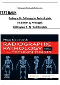 Radiographic Pathology for Technologists, 8th Edition TEST BANK by Kowalczyk, All Chapters 1 to 12 complete Verified editon ISBN: 9780323791298