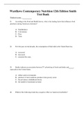 Test Bank Wardlaws Contemporary Nutrition 12th Edition Smith  Chapter 1 - 16 Updated Guide 2022