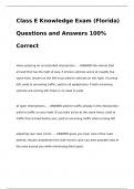 Class E Knowledge Exam (Florida) Questions and Answers 100% Correct