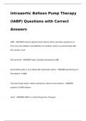 Intraaortic Balloon Pump Therapy (IABP) Questions with Correct Answers