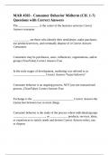 MAR 4503 - Consumer Behavior Midterm (CH. 1-7) Questions with Correct Answers