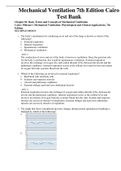 Complete Test Bank Mechanical Ventilation 7th Edition Cairo Questions & Answers with rationales (Chapter 1-23)