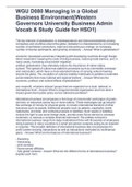 WGU D080 Managing in a Global Business Environment(Western Governors University Business Admin Vocab & Study Guide for HSO1)