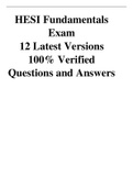 HESI Fundamentals Exam 12 Latest Versions 100% Verified Questions and Answers