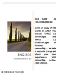 ENG1503 SEMESTER 2 EXAMINATION  2022 DUE  26 OCTOBER  2022