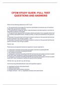  CFCM STUDY GUIDE: FULL TEST QUESTIONS AND ANSWERS