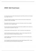 SPMT 262 Final Exam Questions and Answers