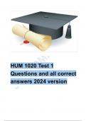 HUM 1020 Test 1 Questions and all correct answers 2024 version