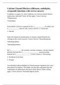 Calcium Channel Blockers (diltiazem, amlodipine, verapamil) Questions with correct answers