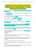 Combined Science AQA - Chemistry - GCSE Paper 2 Content 2022 - Practice  Questions And Answers