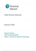 Pearson Edexcel AS Psychology paper 1 June 2024 Final Mark scheme (8ps0-1)-Social and cognitive psychology