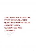 ADEX MANUALS (BASED OFF STUDY GUIDE) PRACTICE QUESTIONS WITH DETAILED ANSWERS // 100% GUARANTEED PASS  A+ GRADED