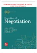 Test Bank for Essentials of Negotiation, 7th Edition by Lewicki, Barry, and Saunders