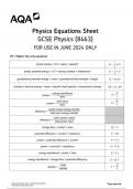 AQA Physics Equations Sheet GCSE Physics (8463) insert 2024 june 8462/2F