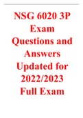 NSG 6020 3P Exam Questions and Answers Updated For 2022-2023 Full Exam