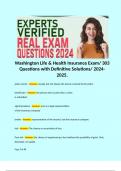 Washington Life & Health Insurance Exam/ 303 Questions with Definitive Solutions/ 2024-2025. 