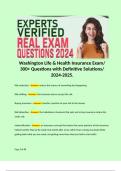 Washington Life & Health Insurance Exam/ 300+ Questions with Definitive Solutions/ 2024-2025.