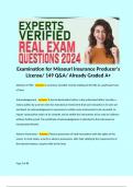 Examination for Missouri Insurance Producer's License/ 149 Q&A/ Already Graded A+  