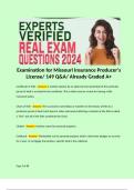 Examination for Missouri Insurance Producer's License/ 149 Q&A/ Already Graded A+ 