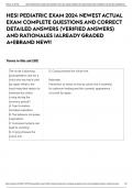 HESI PEDIATRIC EXAM 2024 NEWEST ACTUAL EXAM COMPLETE QUESTIONS AND CORRECT DETAILED ANSWERS (VERIFIED ANSWERS) AND RATIONALES |ALREADY GRADED A+||BRAND NEW!!