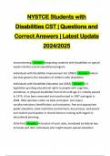 NYSTCE Students with Disabilities CST | Questions and Correct Answers | Latest Update 2024/2025