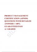   PRODUCT MANAGEMENT CERTIFICATION (AIPMM) QUESTIONS WITH DETAILED ANSWERS // 100% GUARANTEED PASS  A+ GRADED 