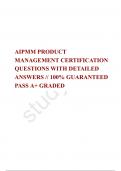 AIPMM PRODUCT  MANAGEMENT CERTIFICATION QUESTIONS WITH DETAILED ANSWERS // 100% GUARANTEED PASS A+ GRADED 