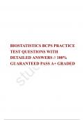   BIOSTATISTICS BCPS PRACTICE TEST QUESTIONS WITH DETAILED ANSWERS // 100% GUARANTEED PASS A+ GRADED 