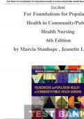 Test Bank For Foundations for Population Health in Community/Public Health Nursing 6th Edition by Marcia Stanhope,Jeanette Lancaster