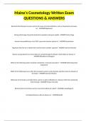 Maine's Cosmetology Written Exam QUESTIONS & ANSWERS