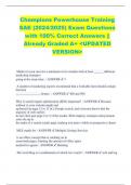 Champions Powerhouse Training  SAE (2024/2025) Exam Questions  with 100% Correct Answers ||  Already Graded A+ <UPDATED  VERSION>