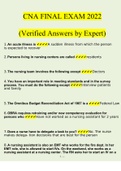 CNA Final Exam Questions and Answers 2022 | 100% Verified