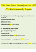 CNA State Board Exam Questions and Answers 2022 | 100% Verified Exam