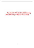 TEST BANK- Psychiatric-Mental Health Nursing 8th edition by VIDEBECK-Latest 2022-2023