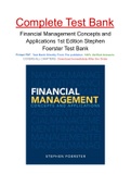 Test Bank for Financial Management Concepts and Applications 1st Edition by Stephen Foerster.
