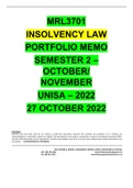 MRL3701 PORTFOLIO MEMO - SEMESTER 2 - 2022 - OCT./NOV. - UNISA ( WITH DETAILED REFERENCES)