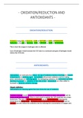 Notes on Oxidation/Reduction and Antioxidants (Includes exam style question and answer)