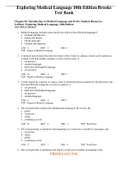 Complete Test Bank Exploring Medical Language 10th Edition Brooks Questions & Answers with rationales (Chapter 1-16)