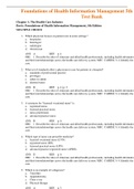 Complete Test Bank Foundations of Health Information Management 5th Edition Davis Questions & Answers with rationales (Chapter 1-10)
